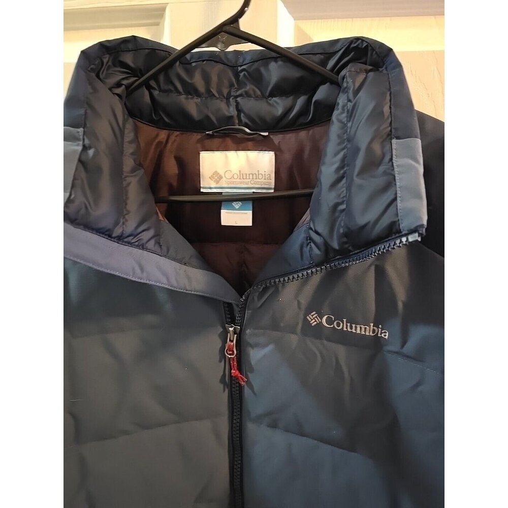 Mens Columbia Navy 550 Puffer Jacket.  Large. Blue. Duck Feather Blend. EUC! - Picture 4 of 13